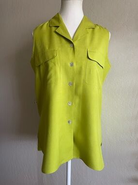 Chartreuse green silk top
